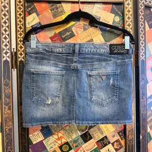 Guess Distressed Blue Denim Skirt